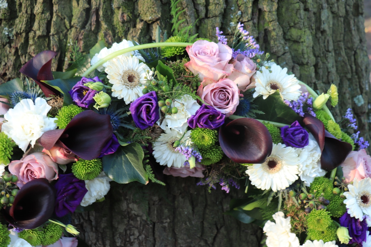 Perfect Purple Calla Lily Funeral Wreath